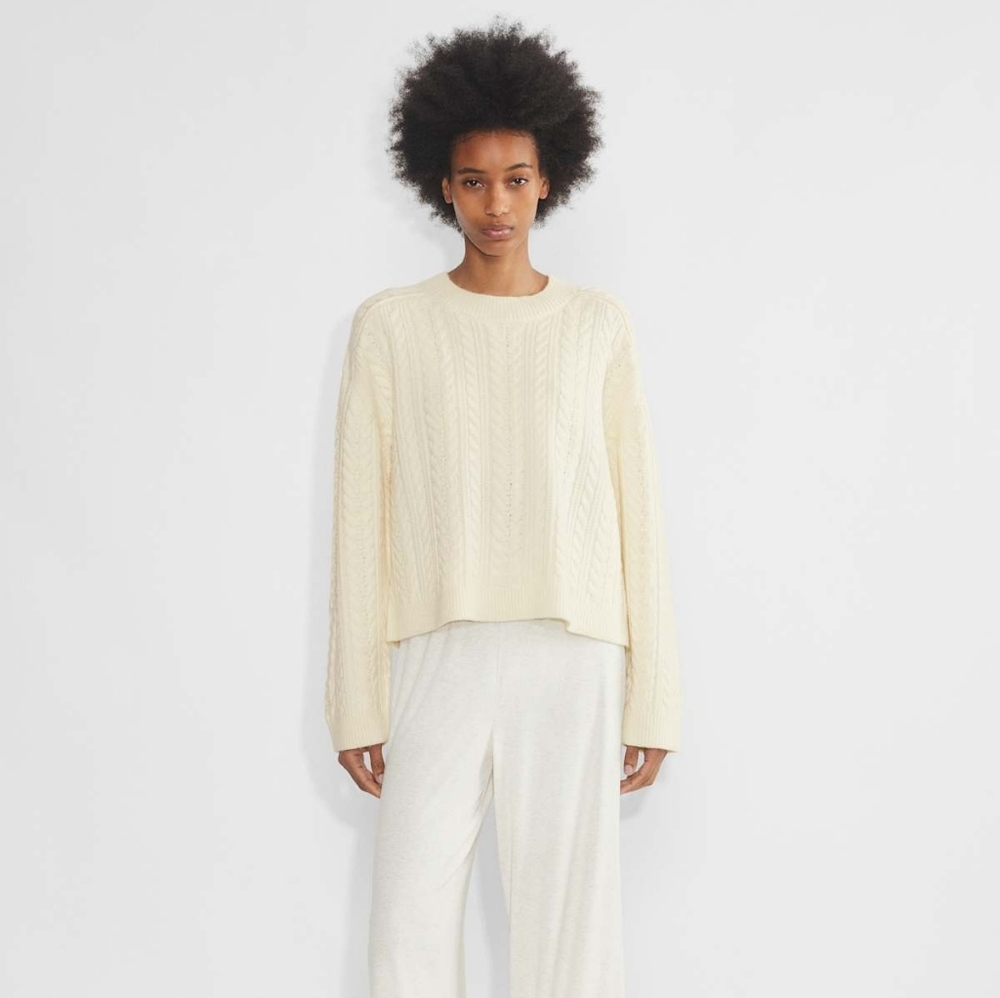 Aritzia Cream Cable Knit Sweater